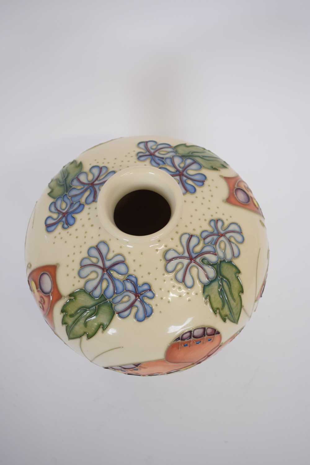 Moorcroft vase with tube lined design of butterflies on a pale beige ground - Image 6 of 6