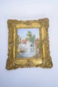 English porcelain plaque in gilt frame, the plaque 17 x 13cm