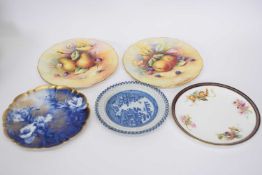 Small pearlware plate with pierced border, possibly Davenport, together with a George Jones plate,