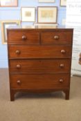 Victorian mahogany chest of two short over three long drawers raised on bracket feet, 100cm wide