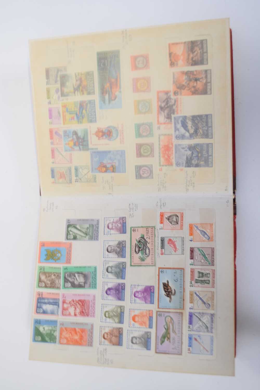 Three stamp albums, one containing collection of stamps from Indonesia, over 400 in total, and a - Image 11 of 11