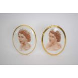 Pair of small plaques of HM The Queen, produced for the Coronation by Tuscan China (2)