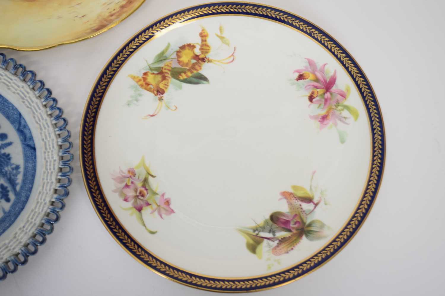 Small pearlware plate with pierced border, possibly Davenport, together with a George Jones plate, - Image 4 of 4