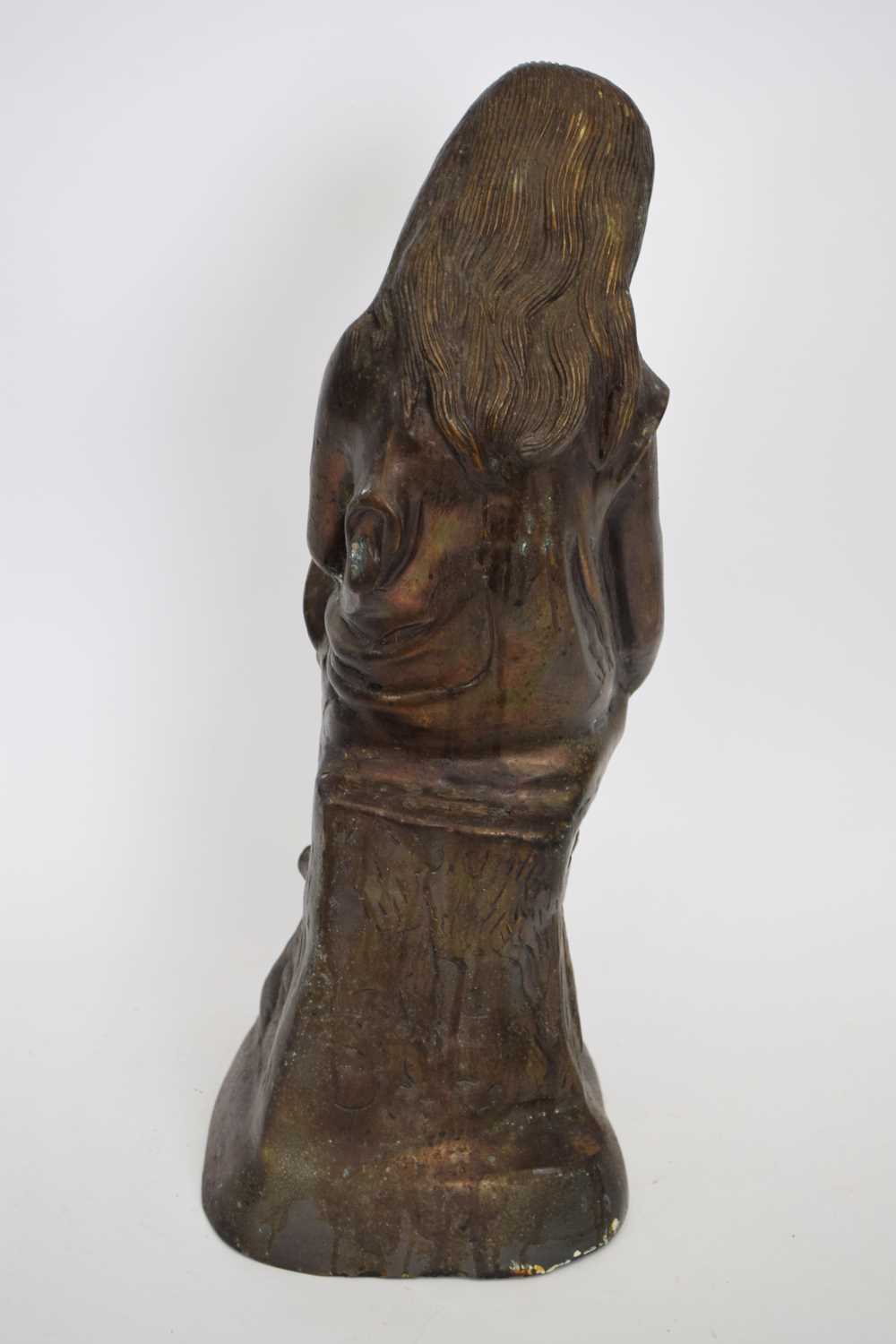 20th century hollow bronzed metal figure of a seated girl, 43cm high - Image 3 of 4