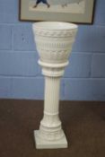 Modern white ceramic jardiniere and stand, 80cm high