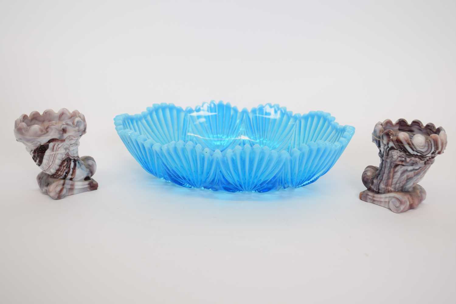 Victorian slag glass bowl and two small cornucopia vases (3) - Image 2 of 2