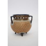 Doulton Cauldron Vase with gilt circle design