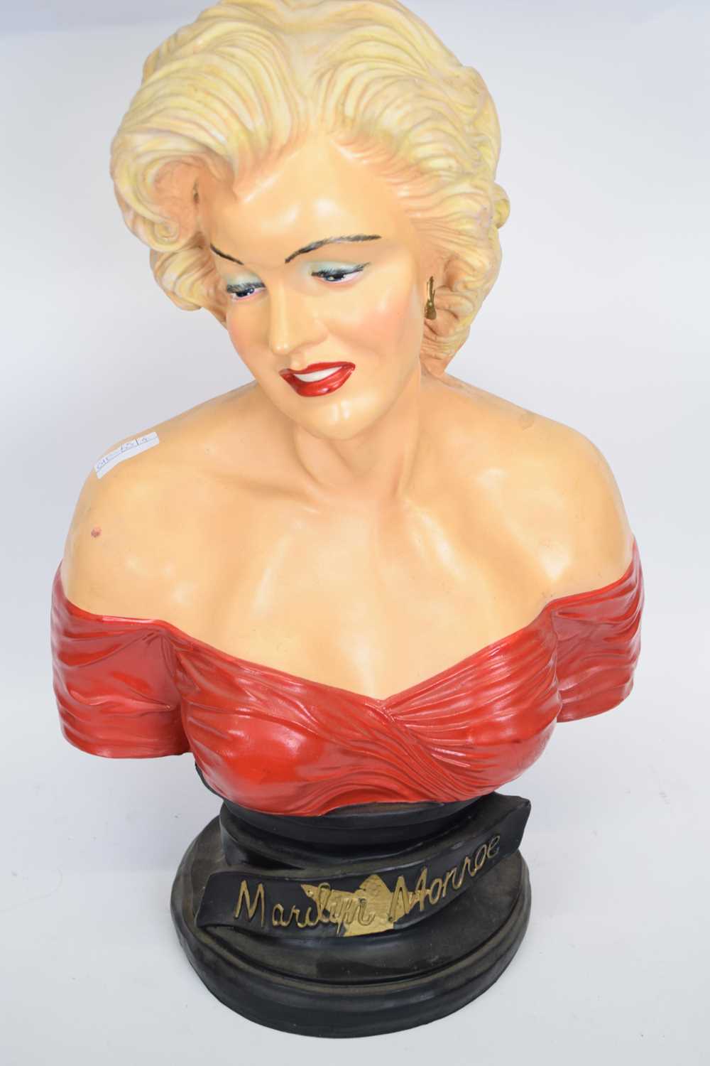 Modern composition model of Marilyn Monroe set on a plinth base, 52cm high
