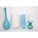 Group of four Art Glass wares including a large green coloured baluster vase, largest 46cm high (4)