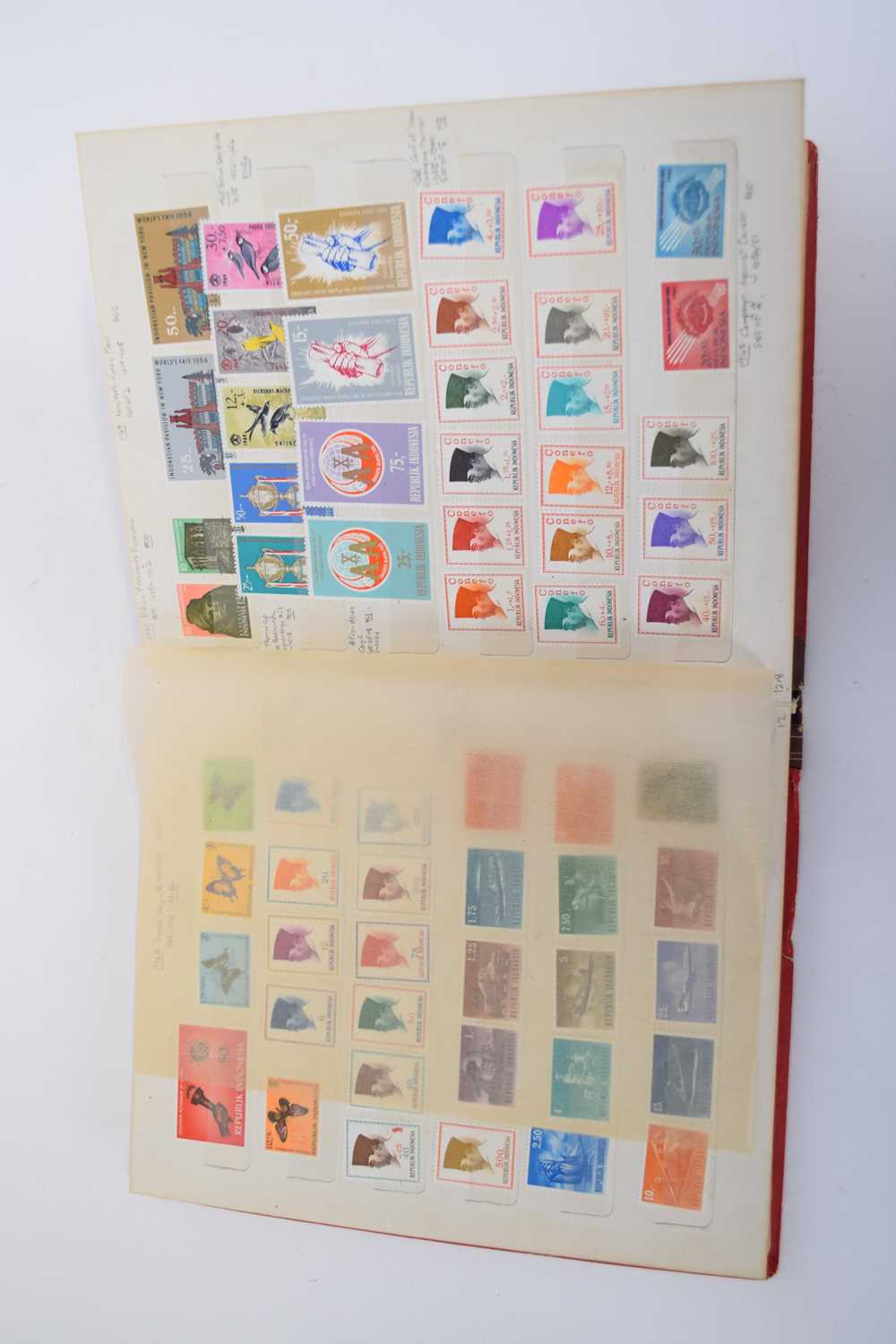 Three stamp albums, one containing collection of stamps from Indonesia, over 400 in total, and a - Image 9 of 11