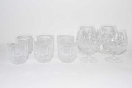 Quantity of Waterford glass including four brandy goblets and six tumblers, all with engraved