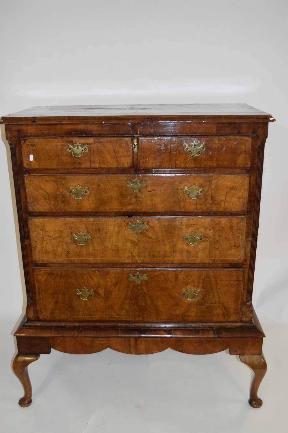 18th century and later walnut chest on stand, the piece has been significantly modified with the top
