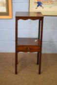 19th century mahogany single drawer lamp table or bedside cabinet, probably a conversion from a wash