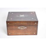 19th century rosewood veneered and mother of pearl inlaid vanity box, fitted interior, with