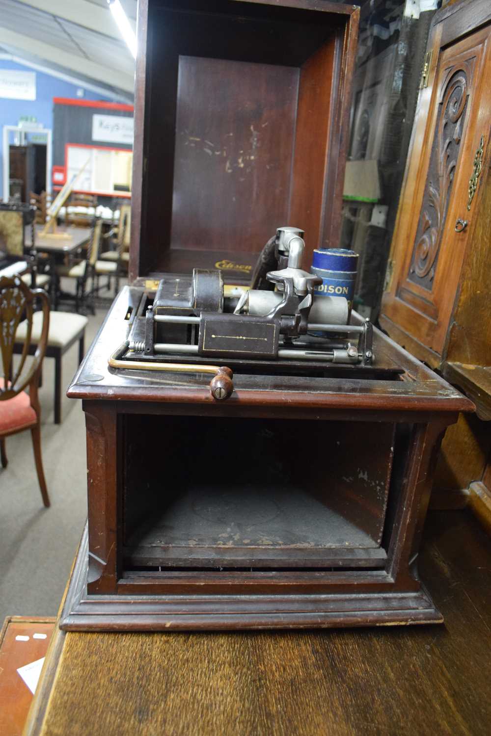 Edison Amberola wooden cased table top phonograph together with a quantity of phonograph reels - Image 4 of 4