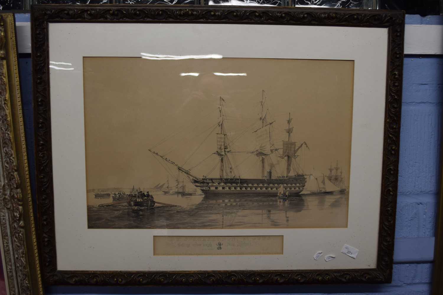 Early 19th century School, HMS Agamemnon 91 guns', hand tinted lithograph, f/g, 83cm wide