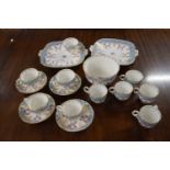 19th century Staffordshire gilt and floral decorated part tea service