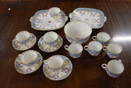 19th century Staffordshire gilt and floral decorated part tea service