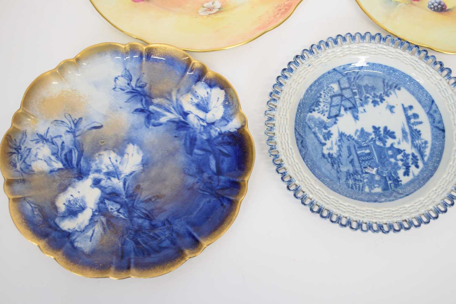 Small pearlware plate with pierced border, possibly Davenport, together with a George Jones plate, - Image 3 of 4