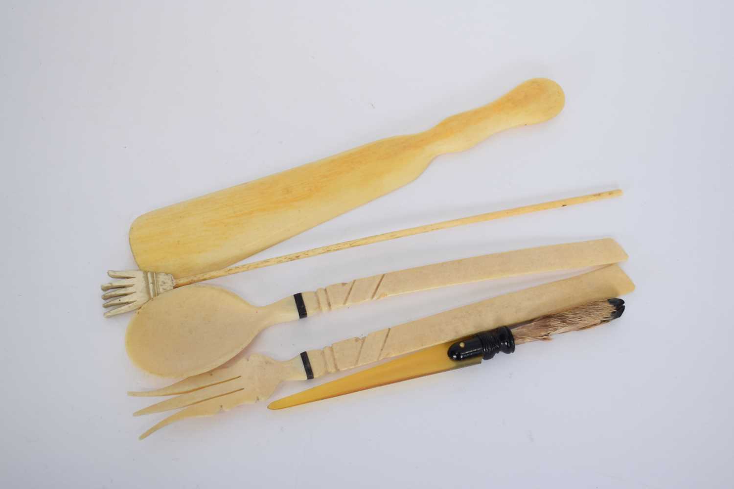 Ivory back scratchers and shoe horn