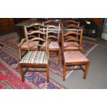 Set of five Georgian style mahogany ladderback dining chairs comprising one carver and four single