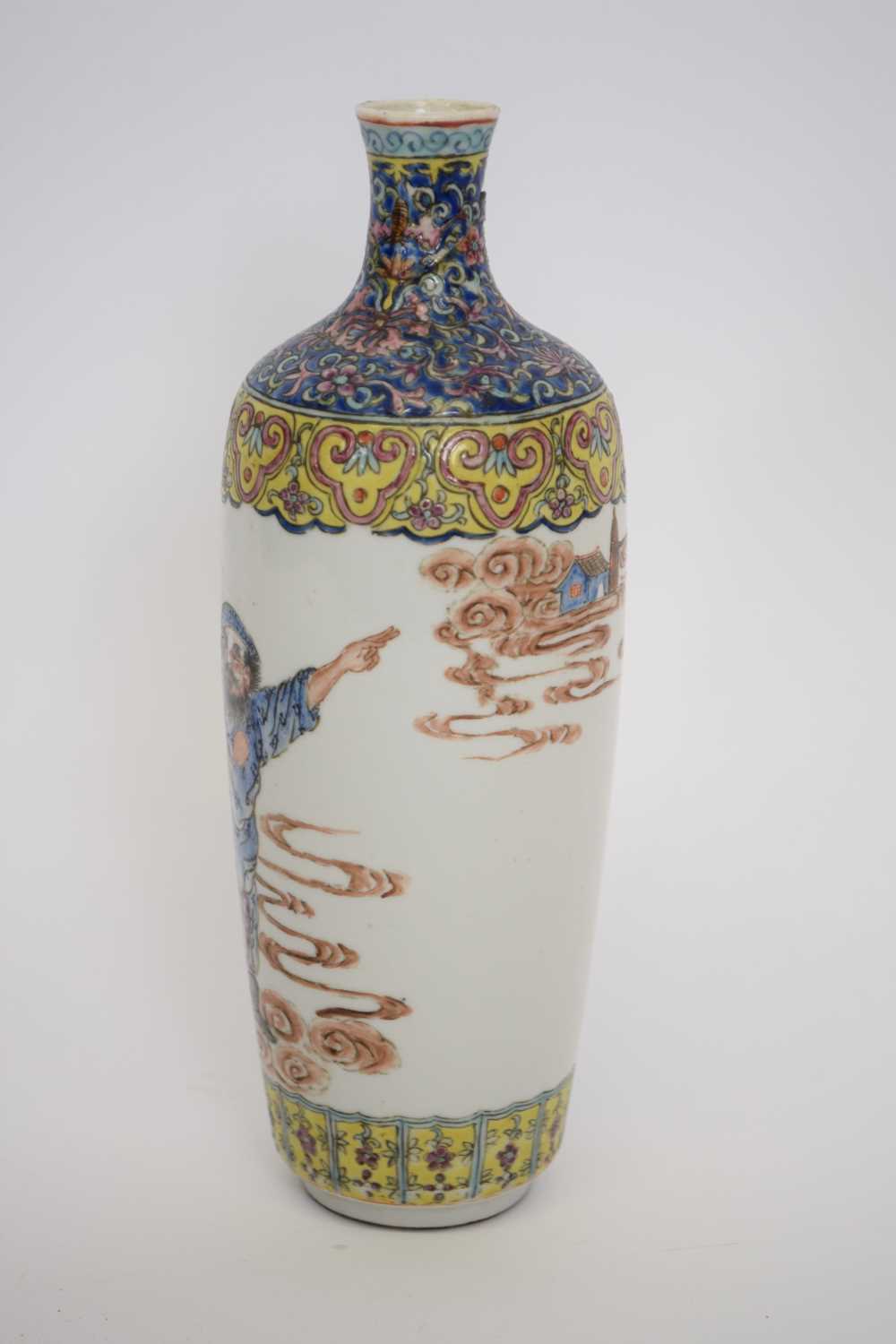 Chinese polychrome vase, Republican period, decorated with Chinese figures amongst clouds, the - Image 3 of 6