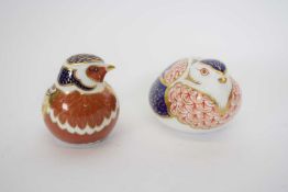 Two Royal Crown Derby paperweights of birds