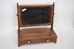 19th century mahogany framed dressing table mirror set on a two-drawer base with bracket feet,