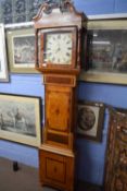 Bass Raunds, 19th century oak and mahogany cased longcase clock with 30-hour movement striking on