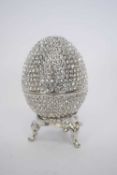 Silver imperial egg box with diamante detail