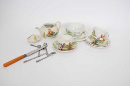 Copeland Spode mid-20th century child's tea set decorated with nursery rhymes, comprising tea pot,