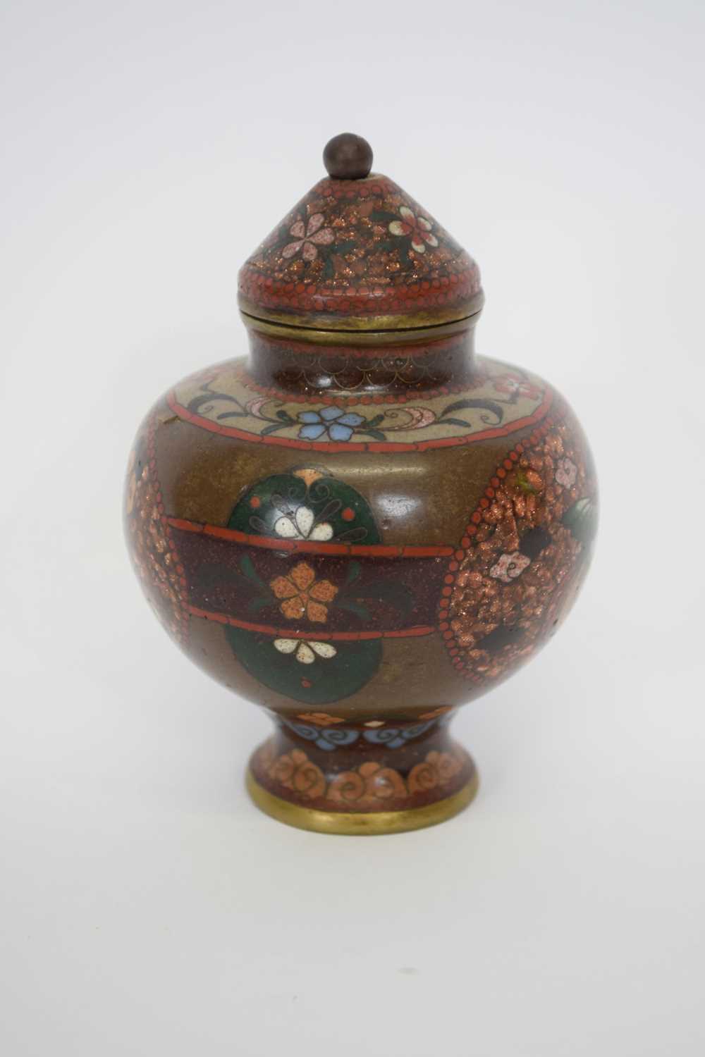 Japanese cloisonne small vase and cover