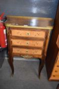 Late 19th/early 20th century Continental side cabinet with galleried top over three drawers with