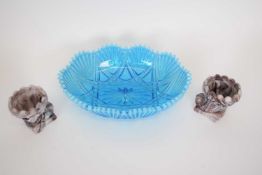 Victorian slag glass bowl and two small cornucopia vases (3)