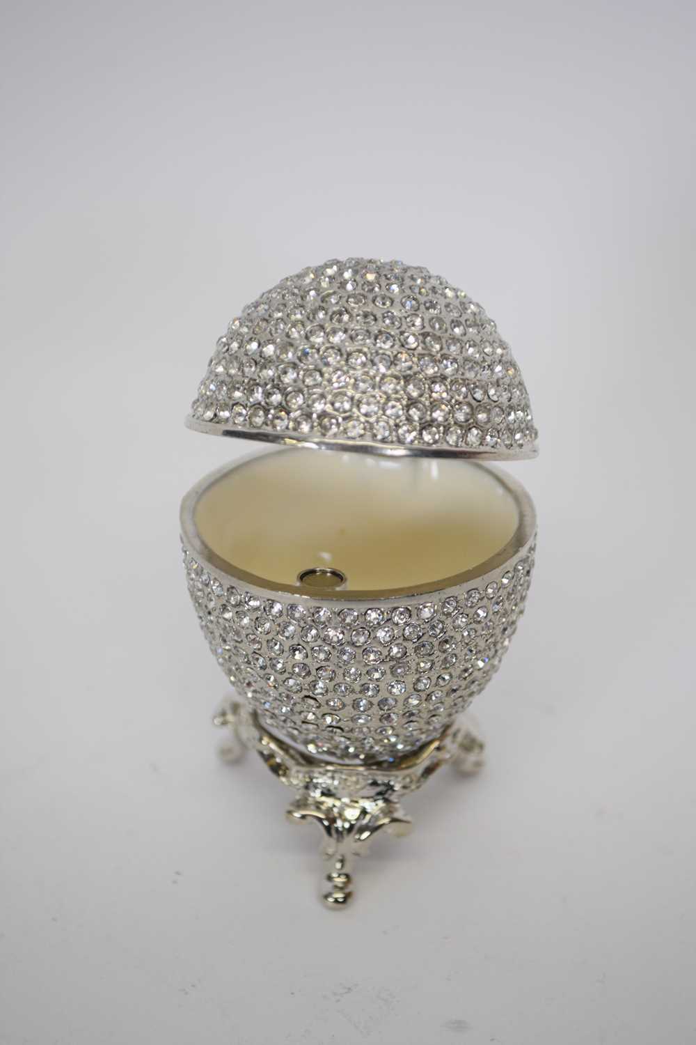 Silver imperial egg box with diamante detail - Image 2 of 3