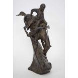 Contemporary hollow bronze model of a Native American on horseback, 21cm high