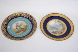 Minton plate painted with an Italian scene, Lake Como, together with a further Minton plate, the