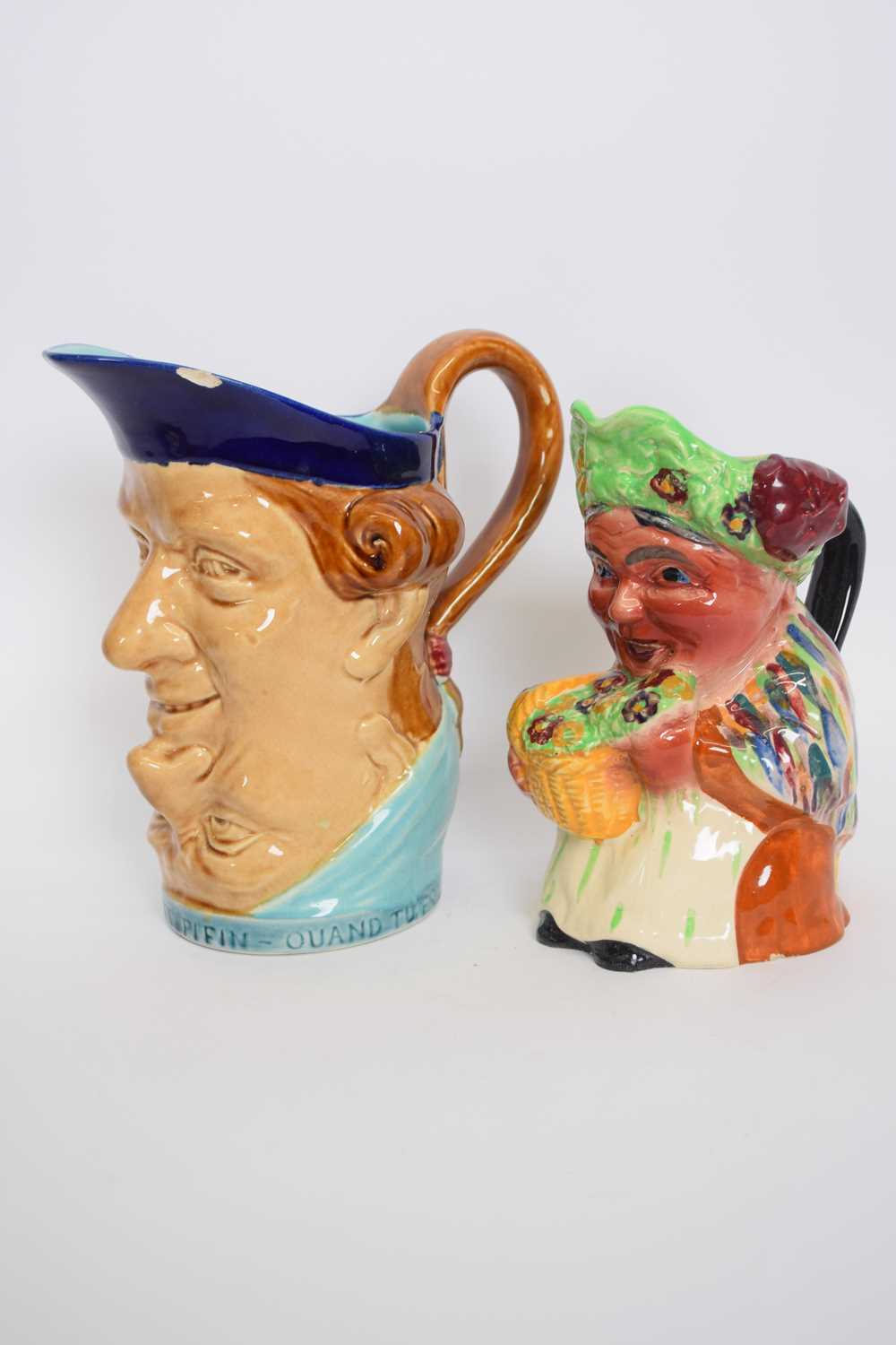 A Sarreguemines jug and a shorter flower seller jug (2) - Image 2 of 3