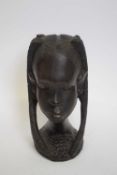 West African carved hardwood bust of a female figure