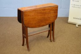 Small Victorian mahogany Sutherland type table with gate leg and pierced end supports, 61cm wide