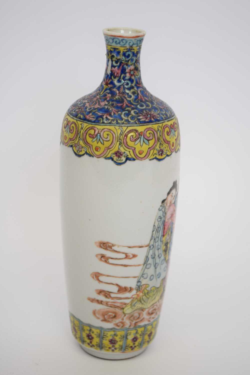 Chinese polychrome vase, Republican period, decorated with Chinese figures amongst clouds, the - Image 5 of 6
