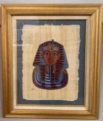 Tutankhamon bust, acrylic on Adel Gabur Papyrus Paper (certification label on verso by the