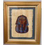 Tutankhamon bust, acrylic on Adel Gabur Papyrus Paper (certification label on verso by the