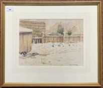 Leslie Morris Leopold Brangwyn RA (20th century),'snow in the garden', watercolour, signed to
