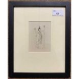 Eric Gill (British, 20th century) 'Girl with shells', woodcut, signed, 4x3ins, framed, mounted and