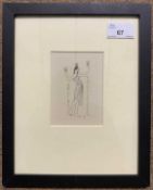 Eric Gill (British, 20th century) 'Girl with shells', woodcut, signed, 4x3ins, framed, mounted and