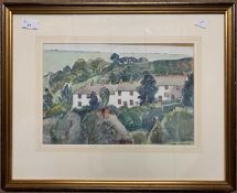 British, 20th century, white houses in a landscape, watercolour, unsigned, 9.5x14ins, framed and