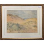 Sand Dunes, watercolour (contemporary),unsigned,14x19ins, framed, mounted and glazed.