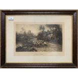 Almeer Keene (British,19th century),Going to Pasture, lithograph on paper, signed, 9x15ins,