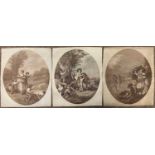 Three oval stipple engravings on paper: Francesco Bartolozzi, RA, (Italian,18th / Early19th Century)